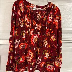 Old Navy Burgundy Floral Blouse